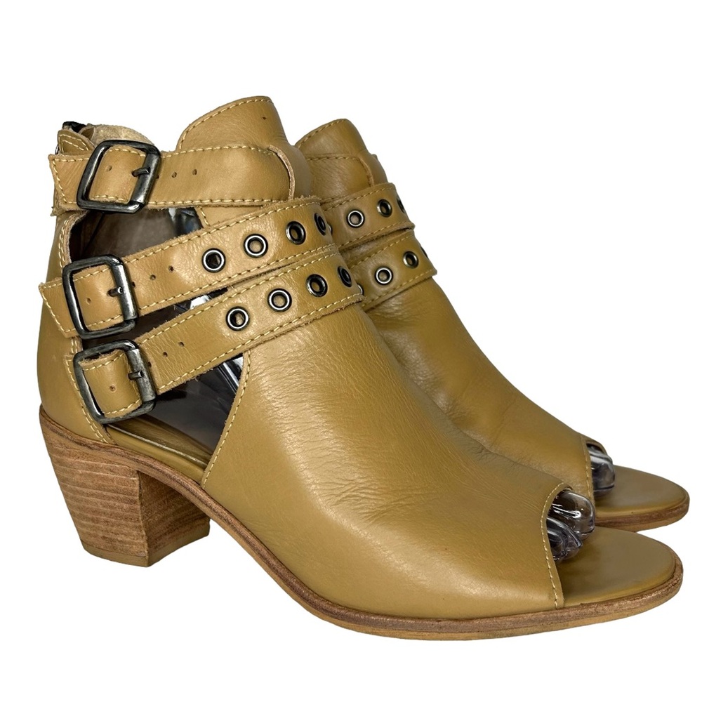 DIEGO DI LUCCA Womens Size 7 Tan Natural Leather Royalty Strappy Leather Shootie